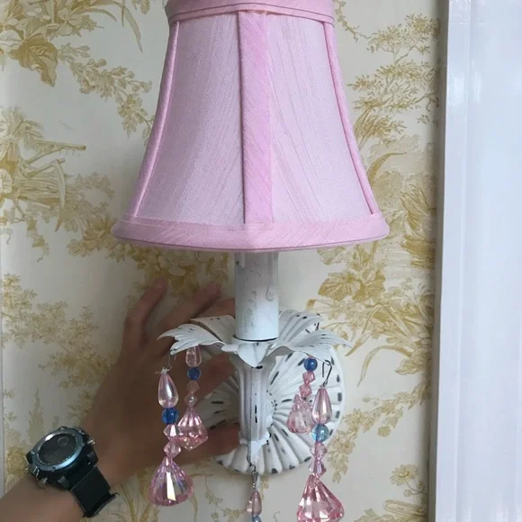 "Pretty in Pink" mini
chandelier wall sconce. - Picture 5 of 6